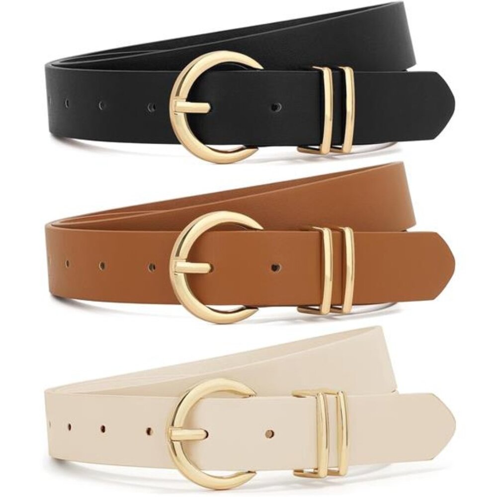 3 Pack Women Belts For Jeans Dresses Pants Ladies Leather Waist Belt